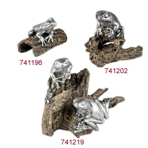 Rana o pareja de ranas plata antigua en rama figura de jardín animales forma figura decorativa - Imagen 1 de 4