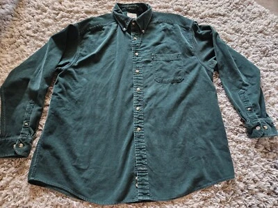 GH Bass Corduroy Shirt Mens L Green Button Up Long Sleeve Color Retro 90s Look - Image 1 of 4