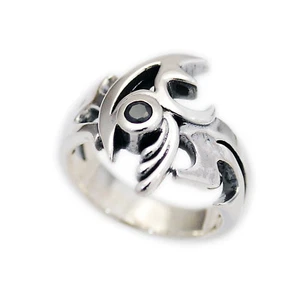 ABSTRAKTER TRIBAL RING SCHWARZ CZ 925 STERLINGSILBER BIKER SCHMUCK GOTHIC ma-r002 - Bild 1 von 9
