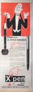 PUBLICITÉ DE PRESSE 1955 X'PEN LUXE DE WATERMAN LE STYLO MAGIQUE - ÉLÉPHANT - Foto 1 di 1