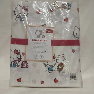 NEW Pottery Barn Kids Hello Kitty Organic Full 4pc Sheet Set, Hearts, Tiny Chum - Picture 1 of 3