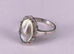 Art Déco Silberring, Perlmutt, 835 Silber, RG 51 (AT 392) - Picture 1 of 4