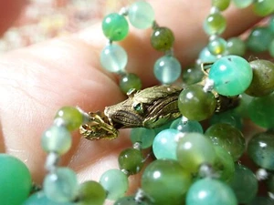 Collar de cuentas de jade natural chino broche dorado rubí esmeralda? Antiguo - Imagen 1 de 22