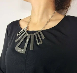 Stainless Steel 316 embellishment necklace & Earring /Hammered Sets/Gift for her - Picture 1 of 4