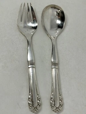 Georg Jensen Denmark Sterling Silver Serving Fork and Spoon Set W/Mono. - Изображение 1 из 4