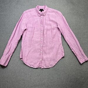 J Crew Baird McNutt Top Women 4 Purple Pink Irish Linen Slim Fit Button Up Shirt