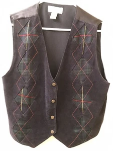 Casual Corner Vest size L Women navy with diamond pattern heavyweight pre-owned - Picture 1 of 4