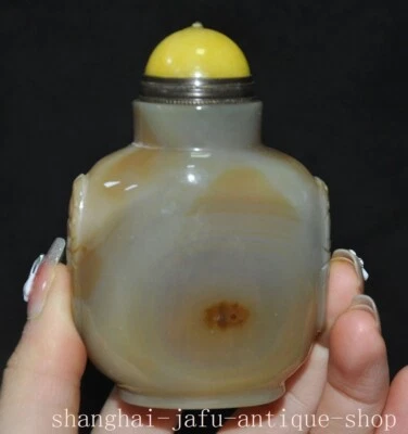 3.2" Ágata Antigua Tallada Protección Suerte Riqueza Cabeza de Bestia Estatua Botella de Tapé Foto 1 de 4