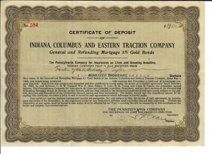 OHIO 1906 Indiana Columbus & Eastern Traction Company CD Stock Certificate  - Picture 1 of 2