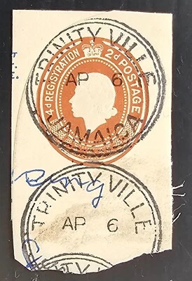 Sello 2d preimpreso de Jamaica sin fecha en pieza CD Trinityville Foto 1 de 2