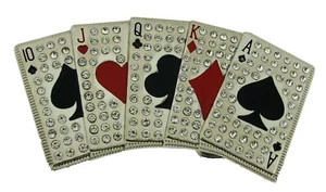 Royal Flush Blinged Iced Style Silver Rhinestone Las Vegas Poker Belt Buckle New - Picture 1 of 7