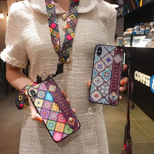 For iPhone Samsung +Necklace 2 Lanyard Wrist Strap Stand Holder Phone Case Cover - Picture 1 of 14