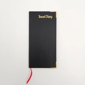 Unused Vintage Letts of London Travel Diary Book Black Bonded Leather Gold Trim - Picture 1 of 12