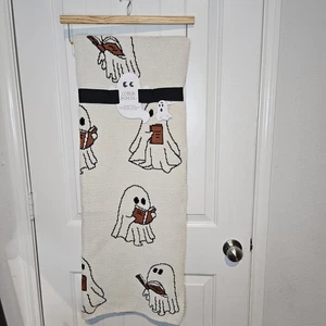 Goblin & Ghoul Halloween Ghost Reading Book Blanket Throw NWT HTF Viral - Picture 1 of 6