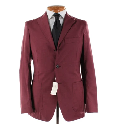 Abrigo deportivo de lana Belvest Super 120's talla 48R (38R EE. UU.) en borgoña lisa nuevo con etiquetas Foto 1 de 4