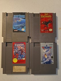 Lot Of 4 Nes Silentservice Wrath Of The Black Manta American Gladiators Topgun