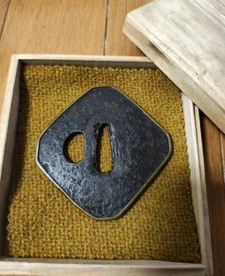 【Em caixa! diamante】TSUBA Samurai Swordguard japonês KatanaBlade arte antiga edo - Imagem 1 de 4
