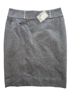 White House Black Market Mujer Talla 4 NUEVO Gris Ponte Falda Lápiz Carrera Oficina - Imagen 1 de 9