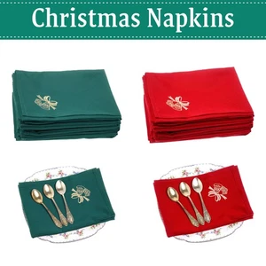 Table Napkins Christmas Wedding Tableware Serviettes Polyester Cotton Fabric - Picture 1 of 21