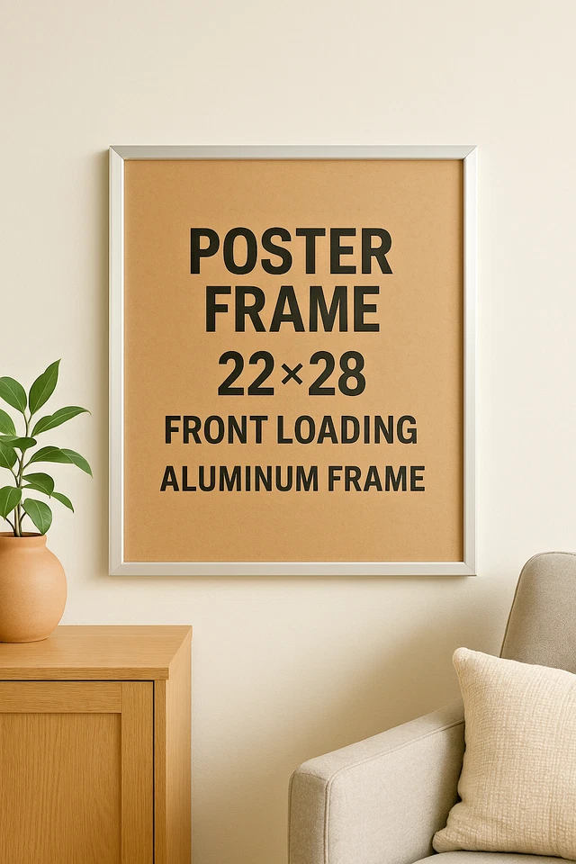Marco de póster a presión 1,25" aluminio 22x28 pulgadas carga frontal montaje en pared plateado Foto 1 de 4