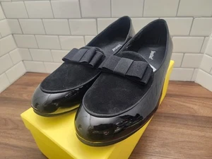 Men's Black Leather Tuxedo Loafers Dress Shoes Slip-On Slippers With Bowtie - Picture 1 of 8