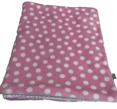 Manta Bebé Rosa Blanco Lunares Sherpa Manta Suave Minky Seguridad Lovey Girl Foto 1 de 4