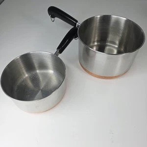 Olla para salsa de acero inoxidable con fondo de cobre Revere Ware de 2 cuartos sin tapa - Imagen 1 de 9