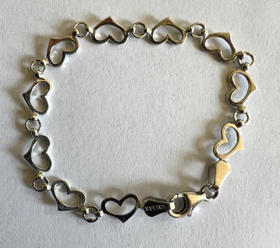 14k Solid White Gold Heart Link Bracelet Chain 5.5" Baby Girl Child 2.84g - Image 1 of 4