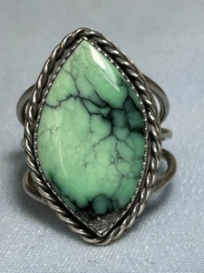 Southwestern natürlicher Variszit Ring (Türkis Schwester) Sterling Größe 11-1/2 - Bild 1 von 4