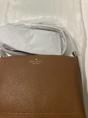 Bolso Bandolera Kate Spade Leila Marrón Cuero Guijarro KG464 $299 Minorista Foto 1 de 4