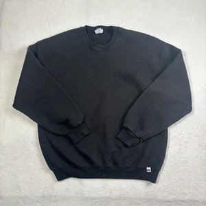 Vintage Russell Athletic schwarzer Pullover LS Fleece Sweatshirt mit Rundhalsausschnitt Herren XL - Bild 1 von 8