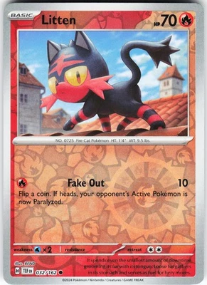 Litten - 032/162 Pokemon SV05: Temporal Forces Reverse Holo Common NM - Image 1 of 2