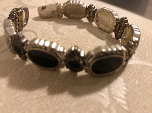 Vintage Schmuck Armband Damen Markasiten schwarz silber Metallverschluss Armband - Bild 1 von 7
