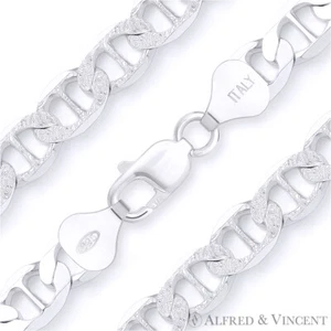 10mm Marina / Mariner Pave Link 925 Italy Sterling Silver Italian Chain Necklace - Picture 1 of 2