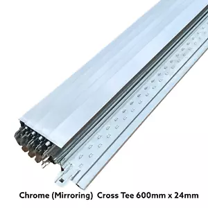 10x Specchio Cromato Sezione T Croce 1200mm x 24mm Sistema Griglia Soffitto Sospesa - Foto 1 di 3