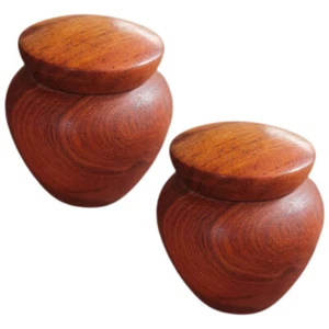 2 Pcs Small Urns for Human Ashes Adult Female Keepsake Wooden Airtight Jar - Picture 1 of 12