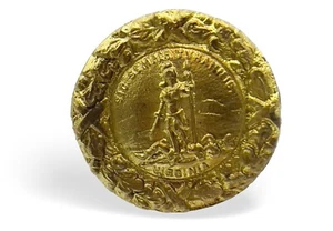 US Civil War Era Gold Gilt Horse Bridle Rosette, Sic Semper Tyrannis * Virginia - Picture 1 of 5