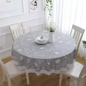 100% Waterproof Oil Proof Stain Resistant Table Cover, 60 inch Round Vinyl Lace - Picture 1 of 12
