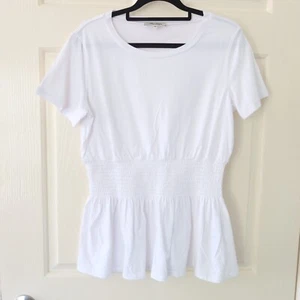 Miss Shop top tshirt size M white short sleeve casual elastic waist summer - Picture 1 of 6