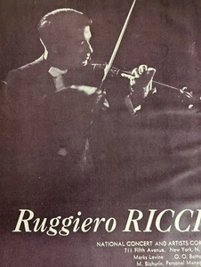Ruggiero Ricci 1955 Booking Ad Musical Performer Concert Violinist - Picture 1 of 3