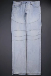 Men's H&M Divided Skinny Moto Jeans Stretch Light Wash Size 34x32 Button Fly - Picture 1 of 9