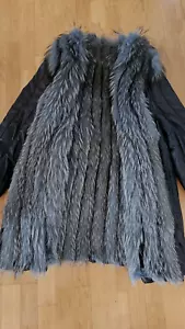 Silberfuchs-Stoff Mantel/Parka mit Echt Silberfuchs schwarz Gr.42 NP 3900 €! - Bild 1 von 16