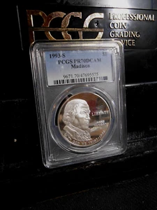 1993-S PCGS PR70DCAM Madison Commemorative Silver Dollar! Population Only 137! - Picture 1 of 5