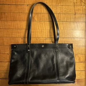 Borsa a tracolla vintage John Romain nera 🖤 in pelle, doppie cinghie, USA 3-92 - Foto 1 di 16