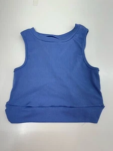 Canotta donna shein taglia small blu a costine cropped cravatta posteriore - Foto 1 di 13