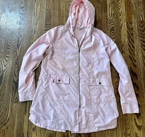 Serra Womens Pink Rain Coat Long Windbreaker Pockets Insulated Size XL Flawed - Picture 1 of 7