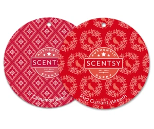 2 Scentsy Scent Circles Red Currant Wreath & Cinnamon Bear Set Retired NEW - Picture 1 of 1