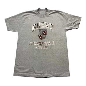 Vintage Brent International School Mens Size L Gray Heavyweight Tshirt - Picture 1 of 6
