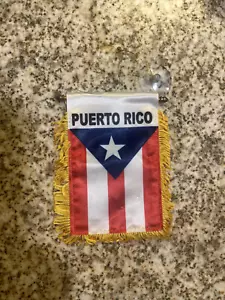 PUERTO RICO MINI BANNER FLAG GREAT FOR CAR & HOME WINDOW MIRROR HANGING 2 SIDED - Picture 1 of 1