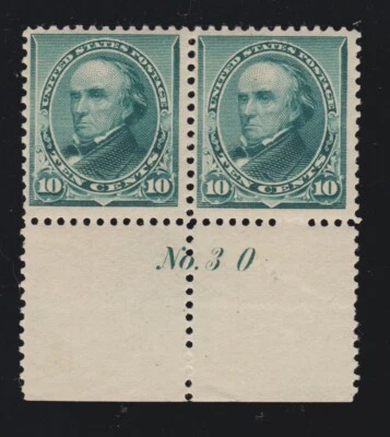US 226 10c Webster Mint Plate #30 Pair VF OG H SCV $350+ - Image 1 of 2